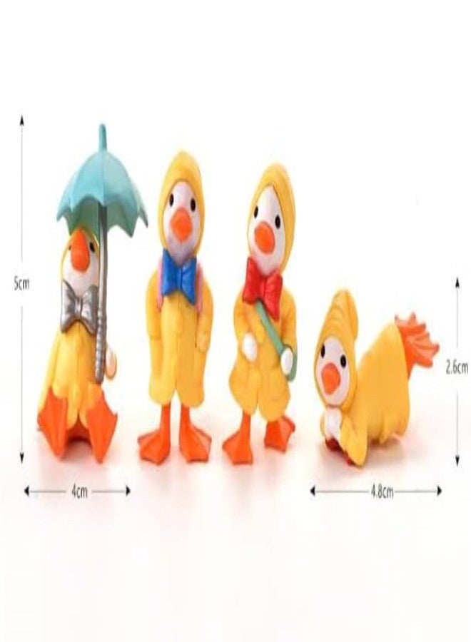 VRB Dec مجموعة تحف مصغرة من 4 قطع من VRB Dec لتزيين المنزل، لوحة قيادة السيارة، عيد الحب، غرفة المعيشة، هدايا، تماثيل، أدوات تزيين الكيك، تماثيل لتزيين المنزل. (4 قطع بطة ومظلة مصغرة) - Image 2